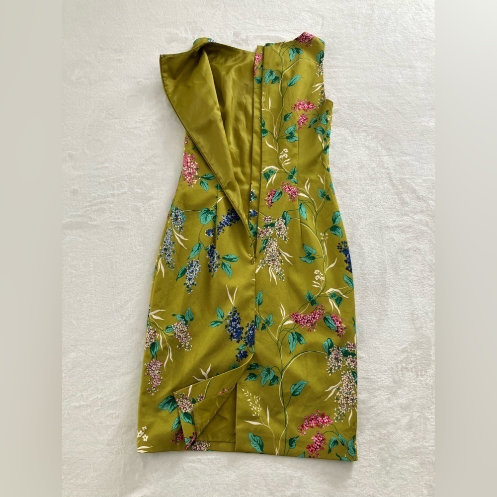 Hobbs London Size 4 Green Chartreuse Moira Garden Floral Sheath Occasions Dress - Picture 12 of 16